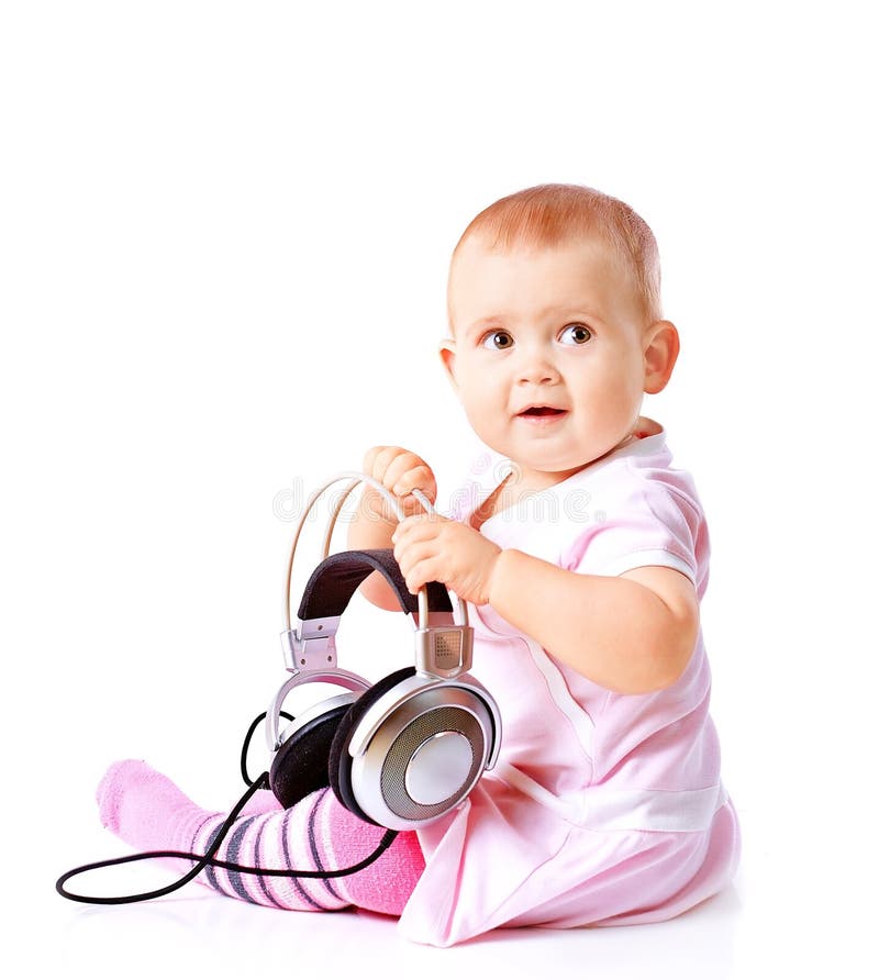 Baby girl listening music