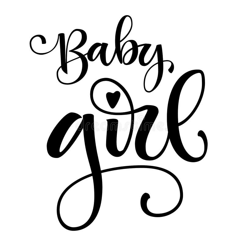 Baby Girl Logo Quote. Baby Shower Hand Drawn Modern Brush Calligraphy ...