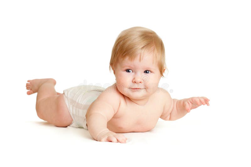 Baby Girl Lying Facedown Position Stock Photo Image 22099280