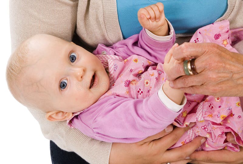 Baby girl in mother s arms