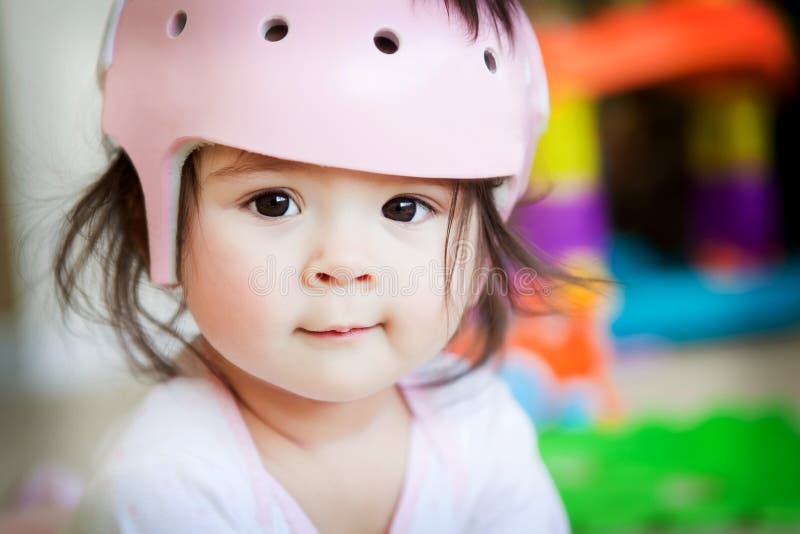 Baby Girl With Orthopedic Helmet Stock Image Image 19259891