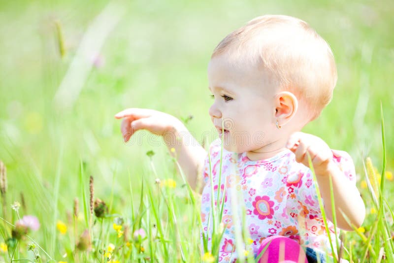 Baby girl outdoor royalty free stock photos