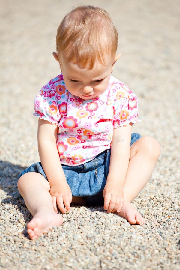 Baby girl outdoor royalty free stock image