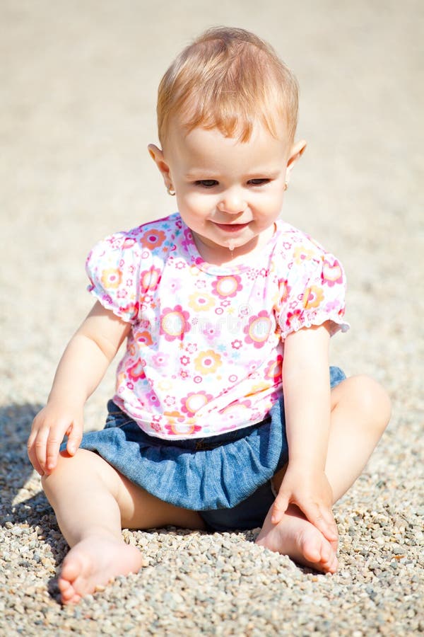 Baby girl outdoor royalty free stock photos