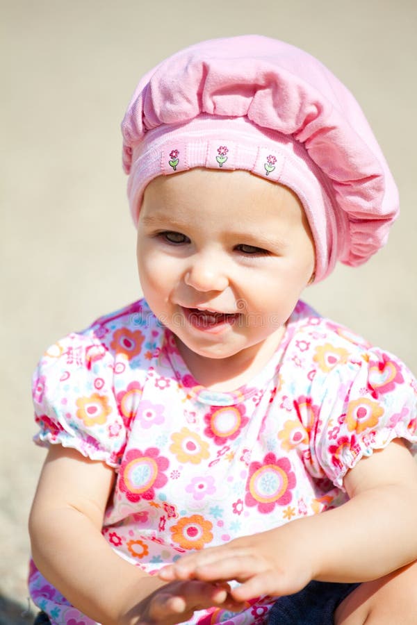 Baby girl outdoor stock photo
