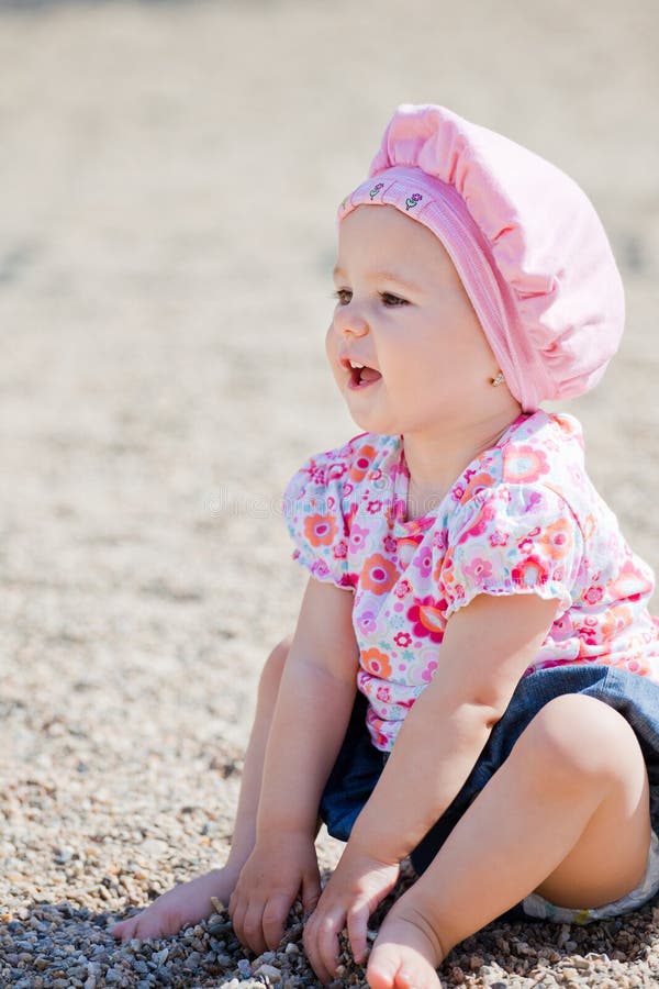 Baby girl outdoor royalty free stock photography