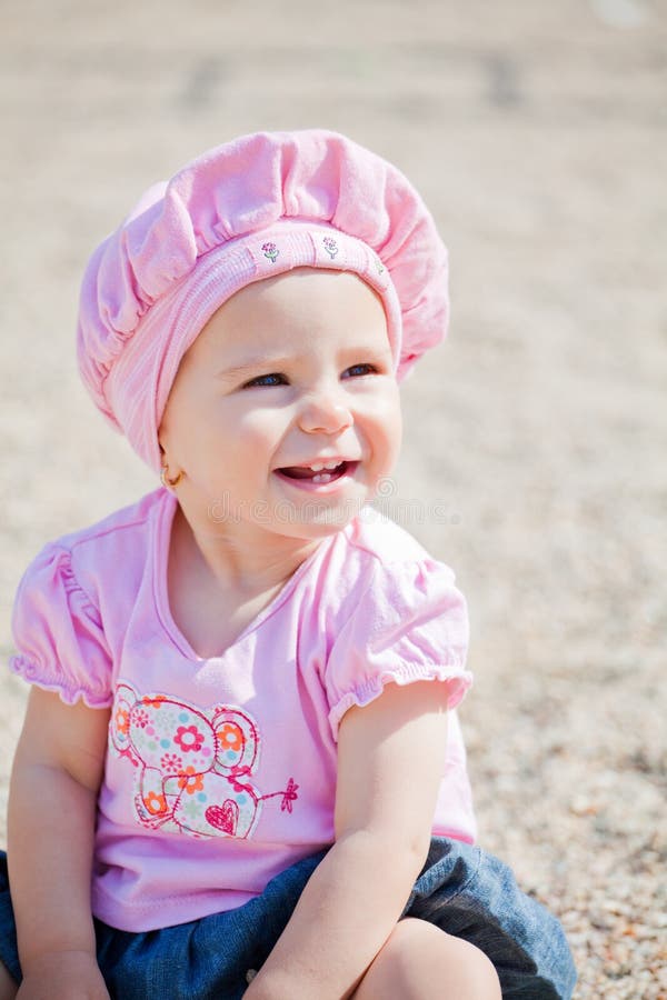Baby girl outdoor royalty free stock image