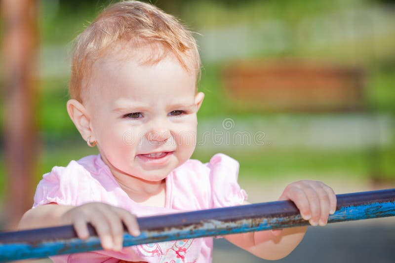 Baby girl outdoor royalty free stock photos