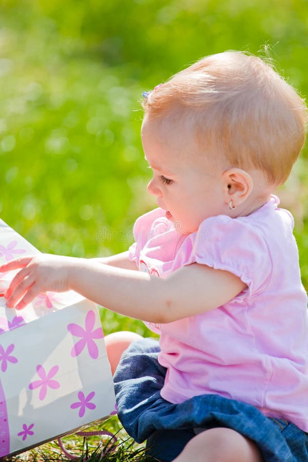 Baby girl outdoor royalty free stock photography
