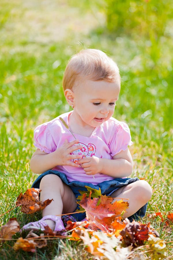 Baby girl outdoor royalty free stock image