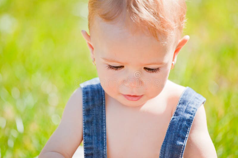 Baby girl outdoor royalty free stock photos