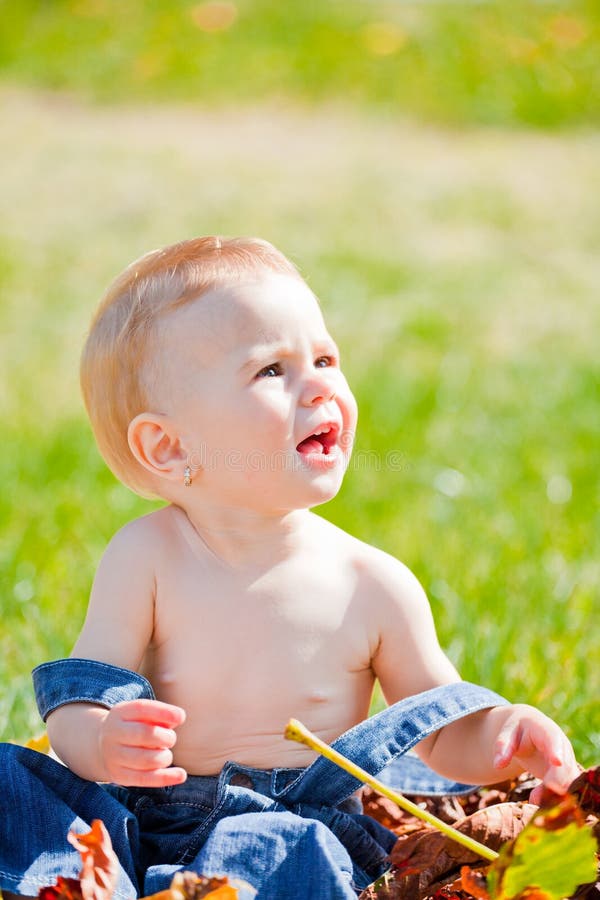 Baby girl outdoor royalty free stock images