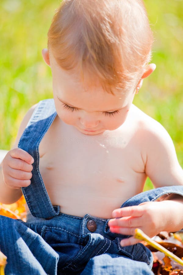 Baby girl outdoor stock photo