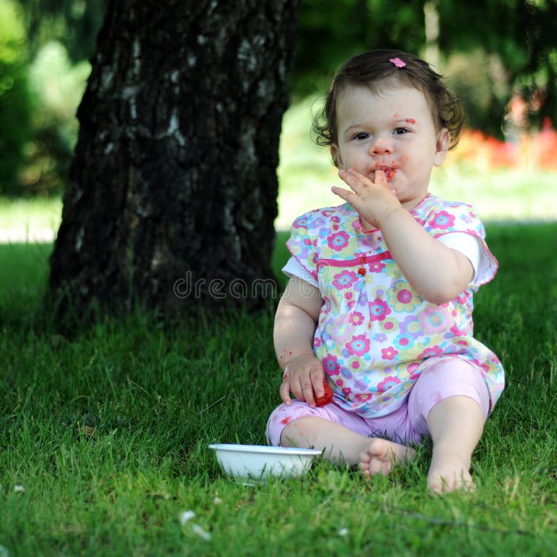 Baby girl in park