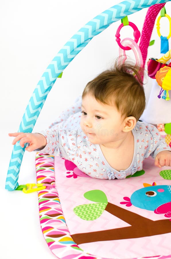 Baby Girl Playing in an Activity Gym Stock Image Image of yong