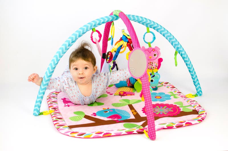 Baby Girl Playing in an Activity Gym Stock Image Image of stimulation