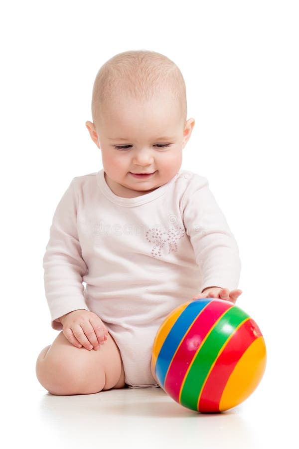 Baby girl playing ball stock photo. Image of white, care 31406100