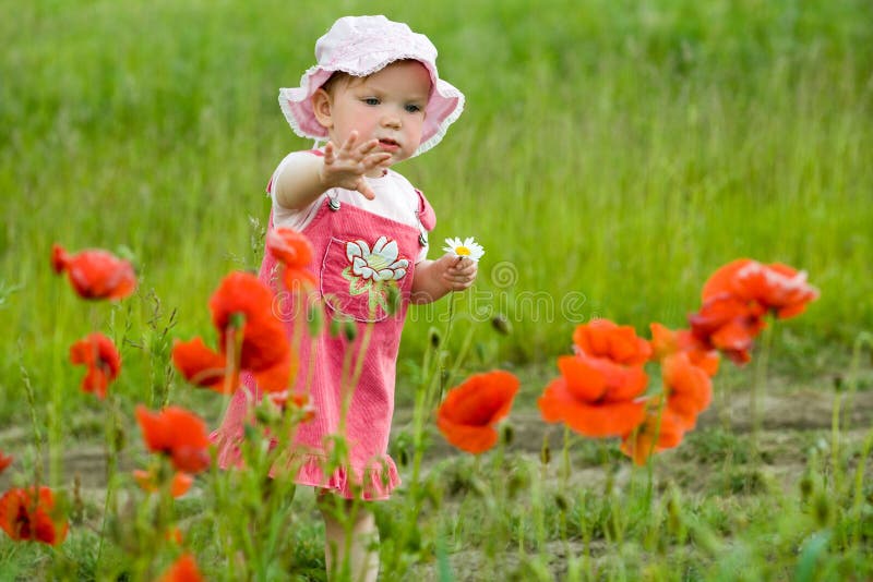 Baby-girl with poppies