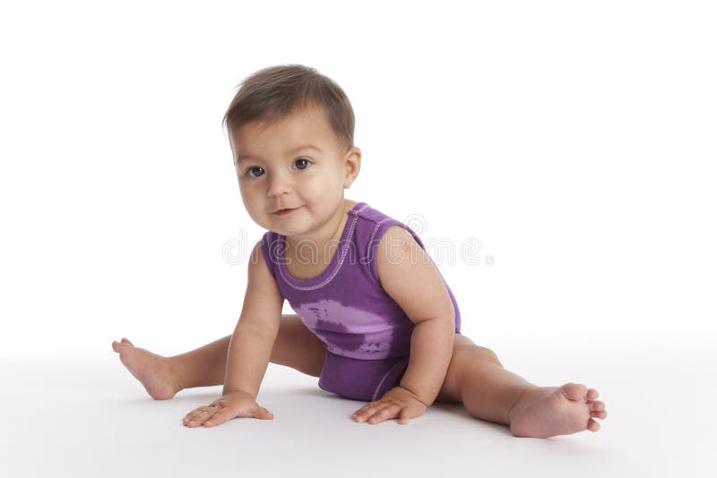 Baby Girl Sitting In Ballet Position No.1 Stock Image - Image of proud