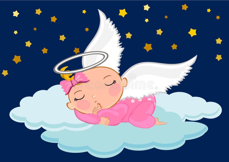 Baby Girl Sleeping Cute Cartoon Stock Illustration - Illustration of ...