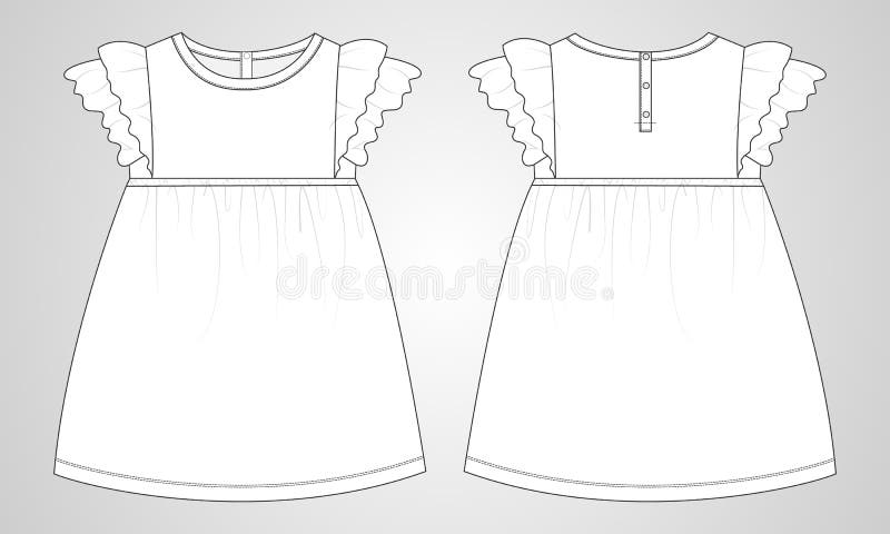 Girls Pinafore Dress Fashion Flat Sketch / Kids Jumper Dress Fashion T –  JPFashionStudio