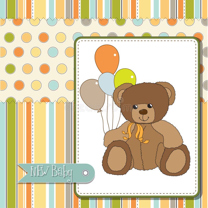 Baby greeting card with teddy bear