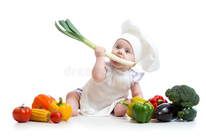 Baby with healthy food vegetables royalty free stock photos Baby with healthy food vegetables royalty free stock photos
