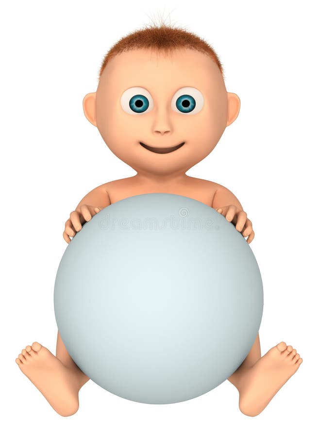 Baby holding white ball stock illustration. Illustration of cheerful