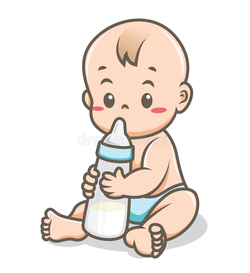 Baby Hugging Milk Bottle Vector Illustration Stock Vector - Illustration of  drawing, children: 149385089