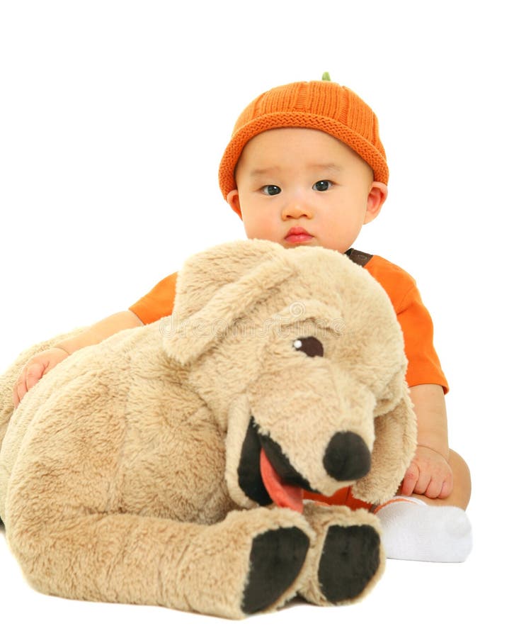Baby Hugging Stuffed Animal Stock Photo Image of adorable, handsome