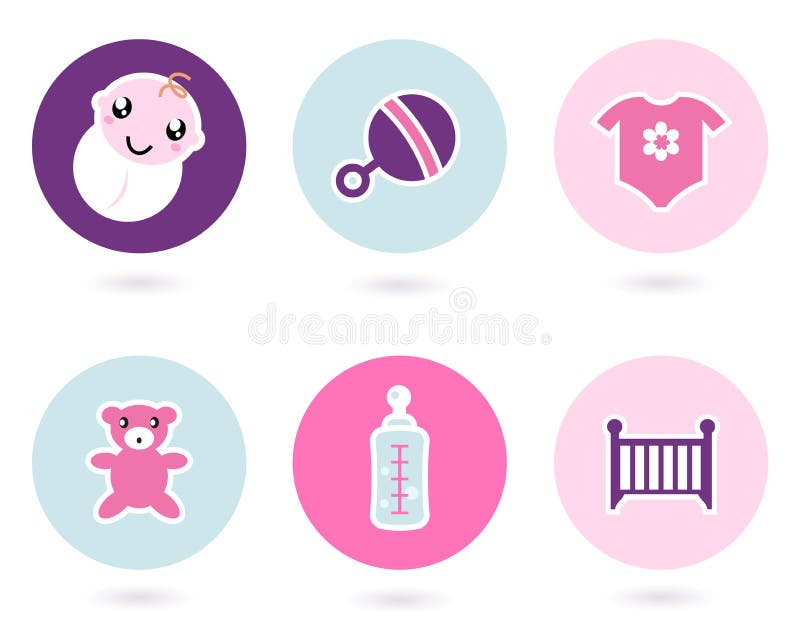 Childrens and baby icon set. Vector Illustration. Announcement emoticon vectors
