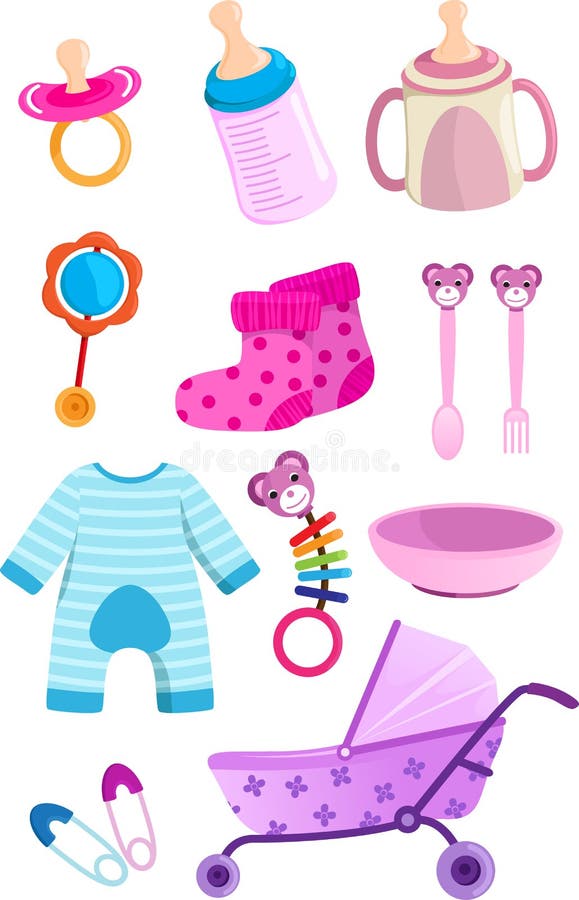 Download Baby items stock vector. Illustration of pacifier, clothes - 19602537