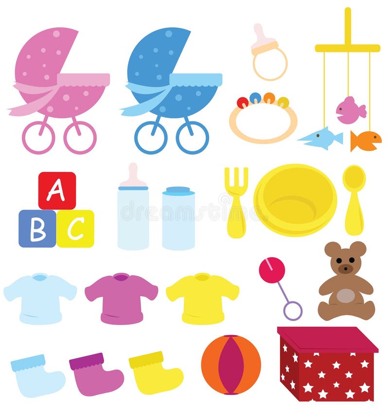 Baby items vector illustration Baby items vector illustration