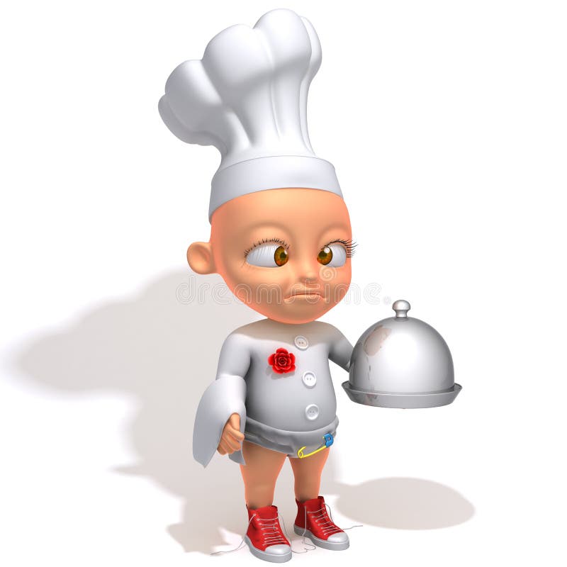 Baby Jake Chef With Plate 3d Illustration Stock ...