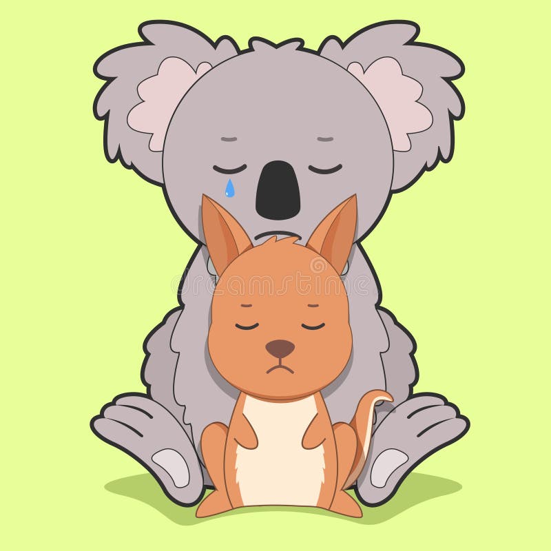 Baby Koala and Kangaroo Feeling Sad. Save Australia. Save Animals Stock  Vector - Illustration of pray, drawing: 188715755