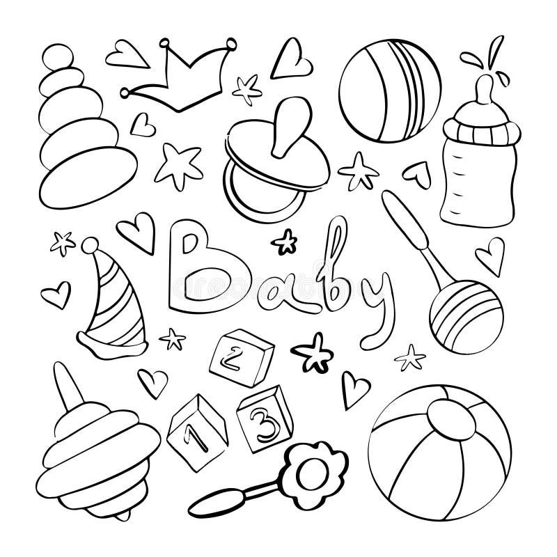 Hand Drawn Baby Items Stock Illustrations – 586 Hand Drawn Baby Items ...