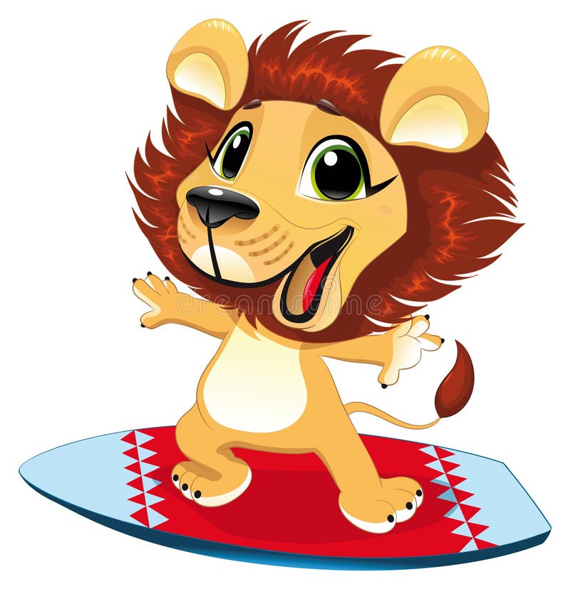 Download Baby lion with sur stock vector. Illustration of surf - 14184677