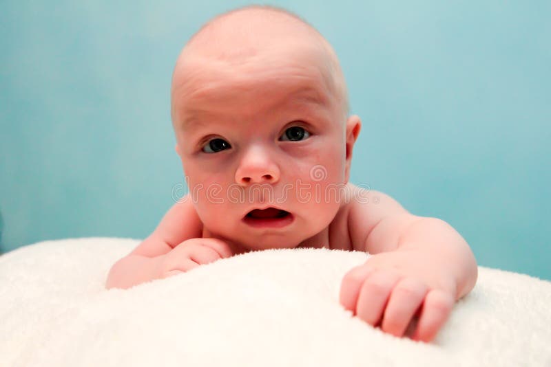 Baby Looks into the Camera Lens Stock Image Image of adorable, eyes 163540019