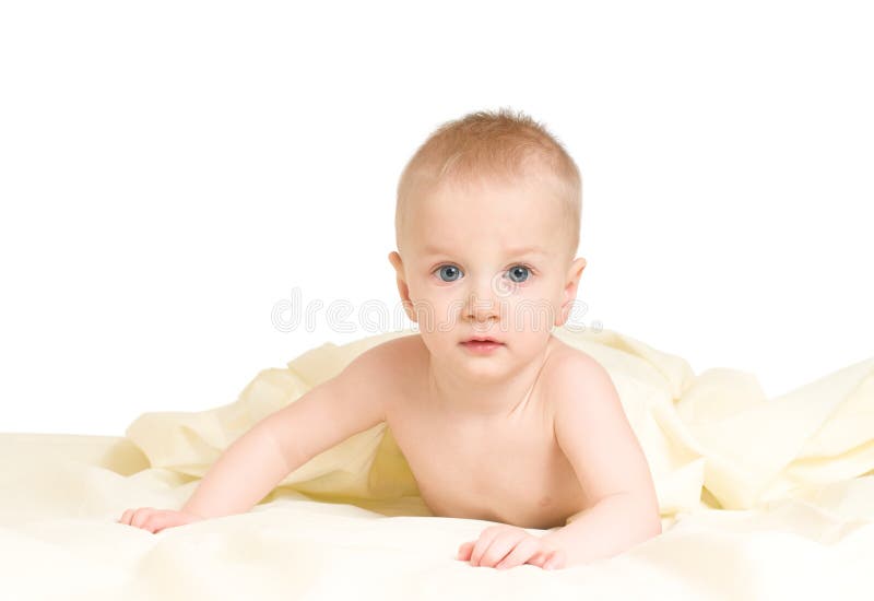 Baby lying on bed stock photo. Image of cute, lying, play 12432582