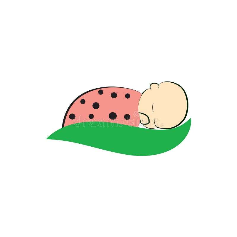Baby-Marienkäferschlafen der Karikatur nettes helles stock abbildung Baby-Marienkäferschlafen der Karikatur nettes helles stock abbildung