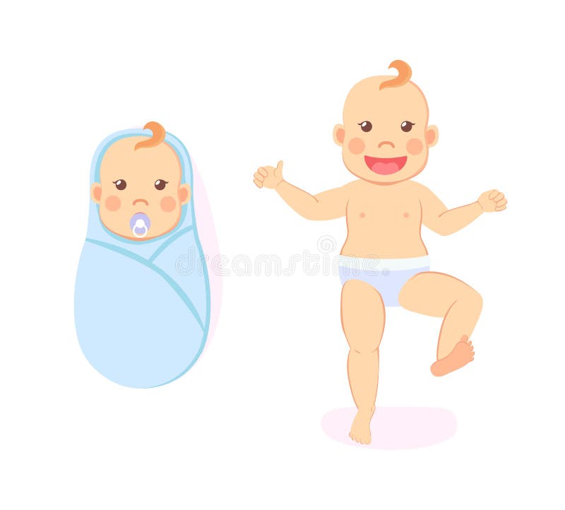 Baby Milestones, Period from 1 To 12 Month Newborn Stock Vector -  Illustration of nipple, blue: 162487265