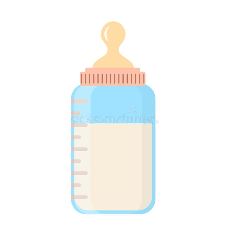 Baby Milk Bottle in Cartoon Flat Style on White, Stock Vector Illustration  Stock Vector - Illustration of childhood, grow: 168793063