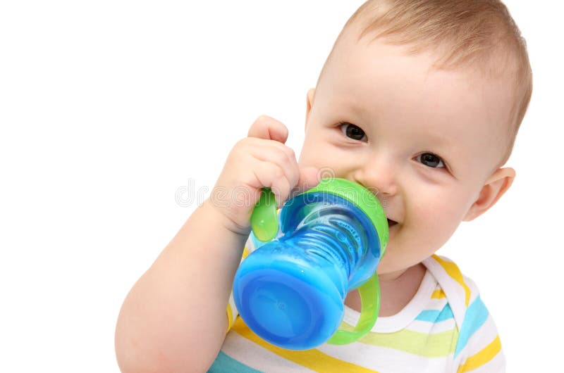 Baby with milk bottle stock photos Baby with milk bottle stock photos