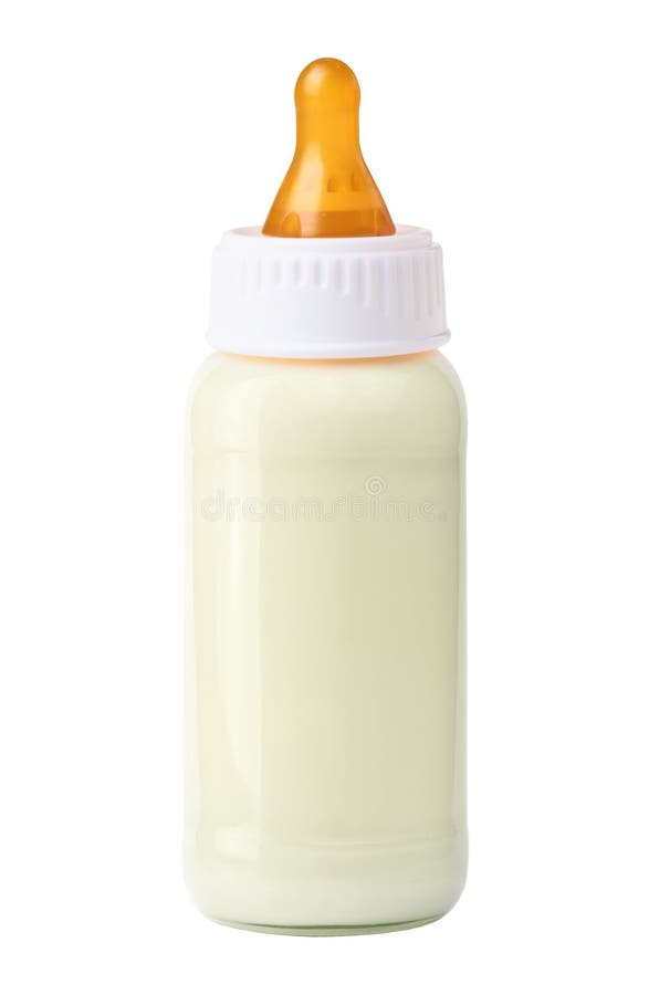 Baby milk bottle isolated on white