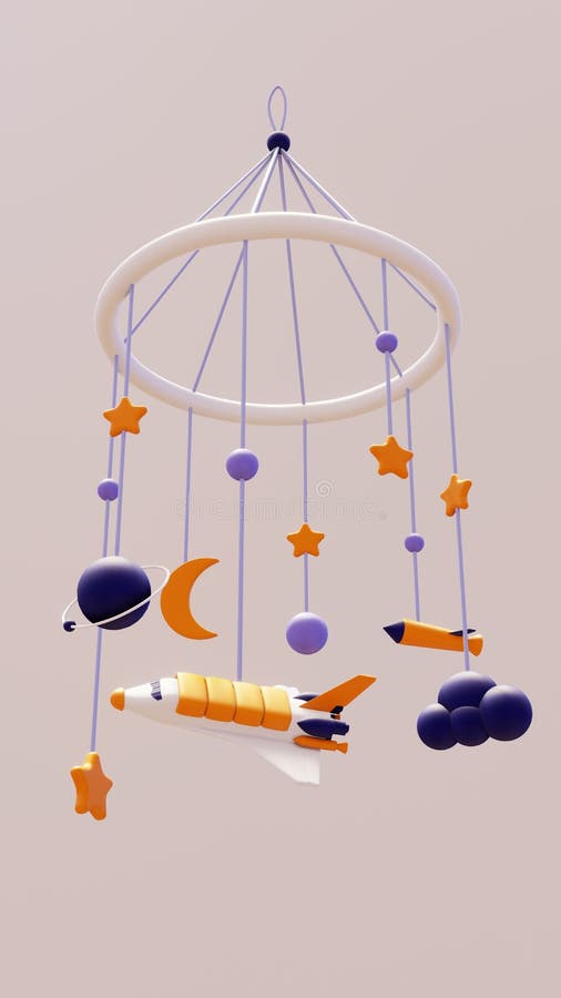 Baby Mobile Devoted to Space stock illustration