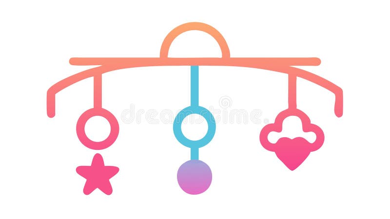 Baby Mobile Outline Icon, Nursery Toy Vector Graphic Art, vector design Generative AI stock illustration