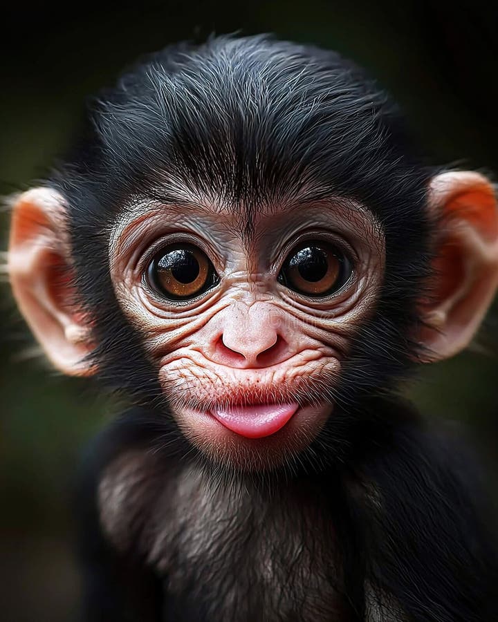 Baby monkey all dressed up. Generative Ai stock image