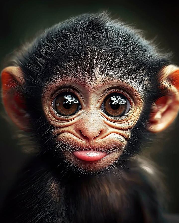 Baby monkey all dressed up. Generative Ai stock photos