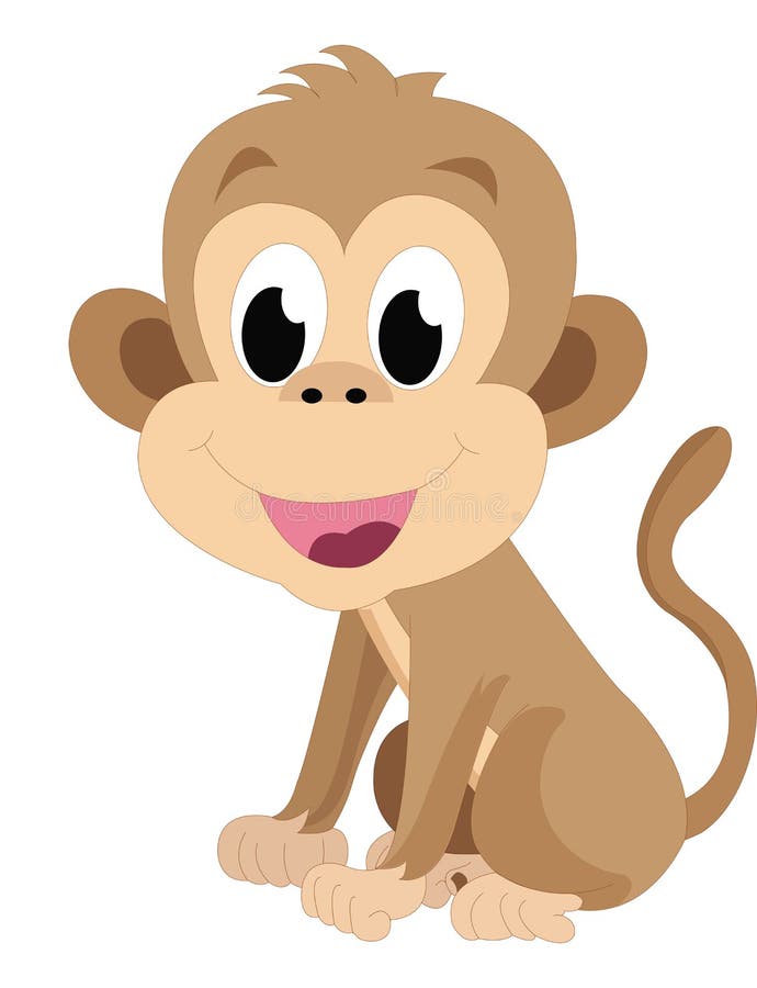 Baby monkey, brown, smiling, vector illustration. Baby monkey, brown, smiling, vector illustration