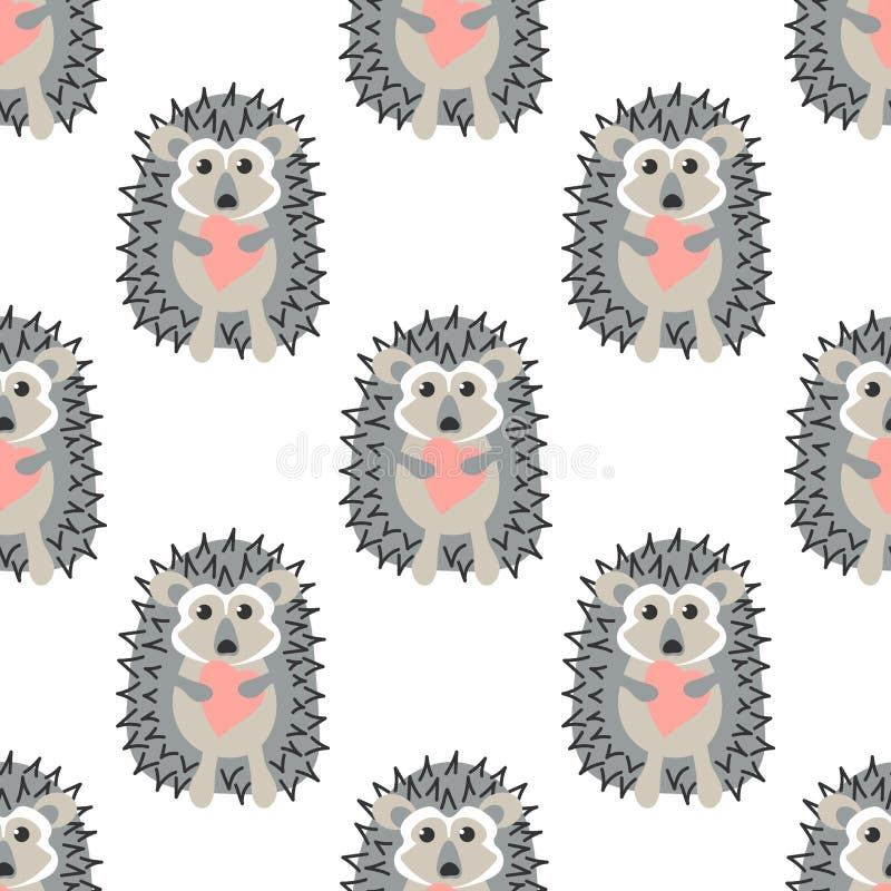Baby naadloos patroon met Cute Egel met een roze hart Door de hand getrokken vectorachtergrond vector illustratie Baby naadloos patroon met Cute Egel met een roze hart Door de hand getrokken vectorachtergrond vector illustratie